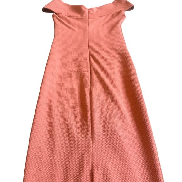 Dress the Population Claudette Bodycon Dress Knee Length Coral Stretch Small - Picture 10 of 13